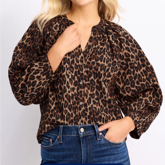 Rails Saint Leopard Print Button-Front Blouse Size L NWT - Picture 5 of 11